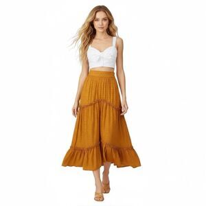 Auguste The Label Mustard Yellow Farrah Midi Skirt